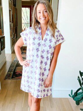 Brooke Wright Nancy Cotton-Linen Blend Dress Animal Collection Size Medium